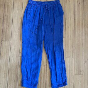 J Crew Linen Drawstring Pants in Royal Blue